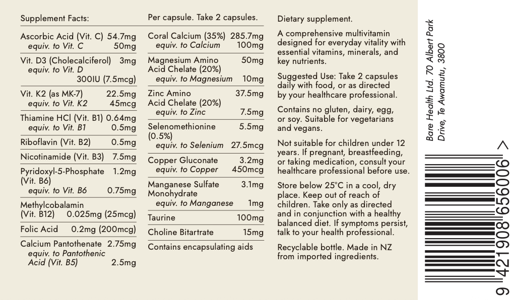 The Bare Base Multivitamin 120 Capsules
