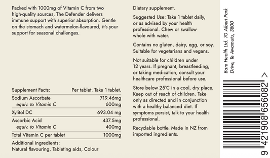 The Defender Vitamin C 1000mg 100 tablets